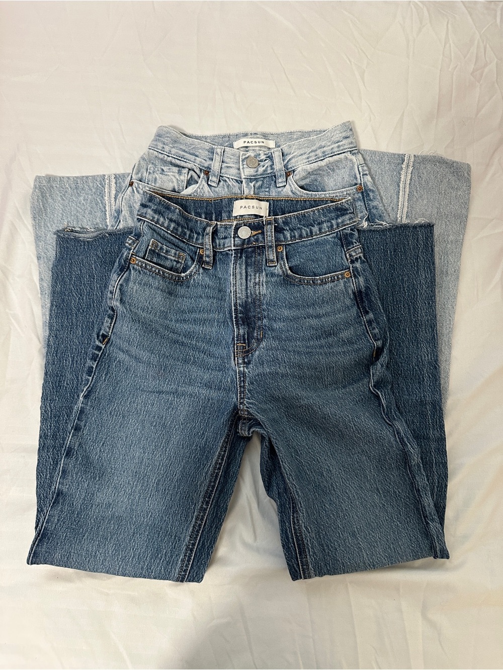 2 Pairs of PacSun High-Rise Bootcut Jeans - Light and Medium Wash Blue